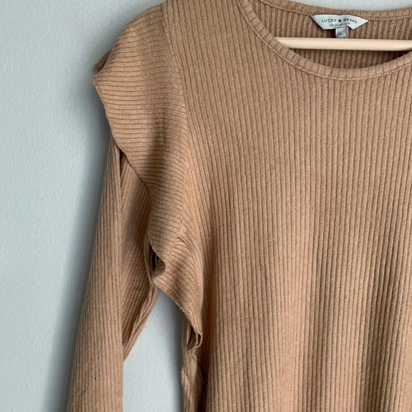 Lucky Brand Ribbed Ruffle Long Sleeve Shirt - Picture 3 of 7